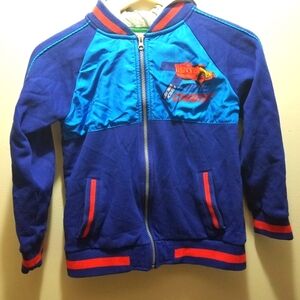 Pixar Cars Lightning McQueen Kids Blue Zip Hooded Sweatshirt 9/10 Disney Boys